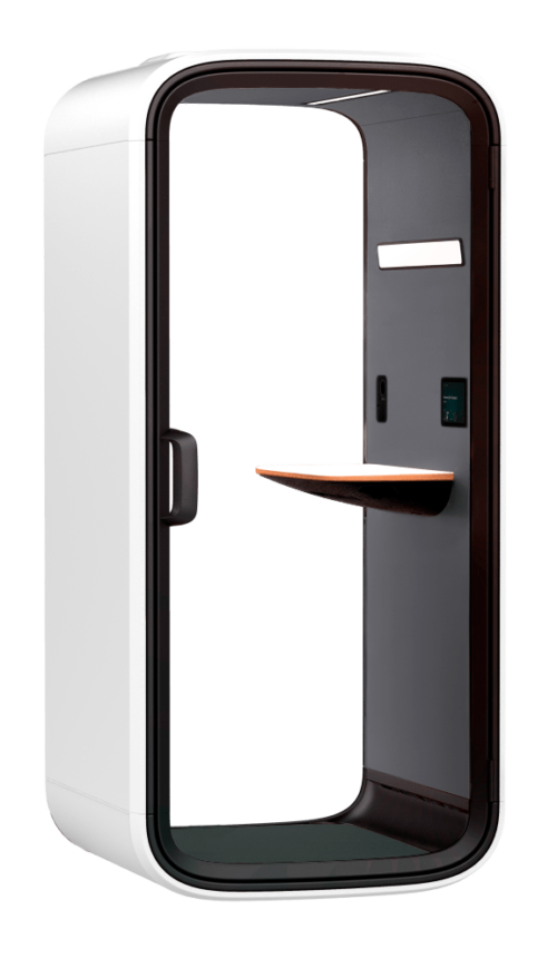 Een afbeelding van een akoestische stiltecabine op Akoestiekspecialist genaamd Framery One Compact Base.