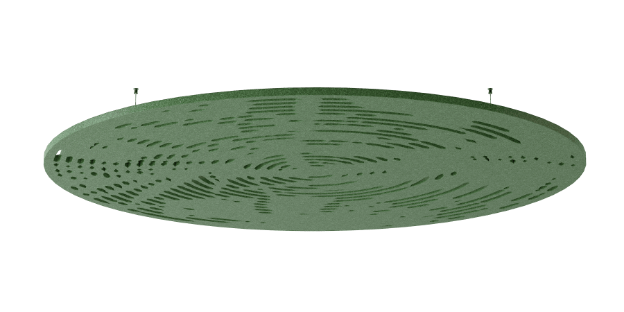 impactacoustic-jungle-akoestiekspecialist Een afbeelding van een akoestische plafondpaneel op Akoestiekspecialist genaamd Impact Acoustic Jungle.