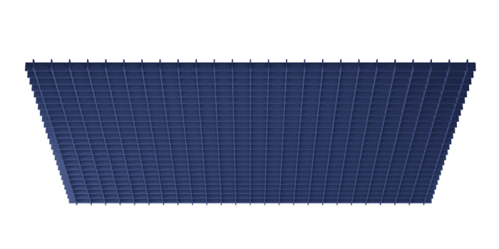Een afbeelding van een akoestische plafond op Akoestiekspecialist genaamd Impact Acoustic Grid Bespoke.