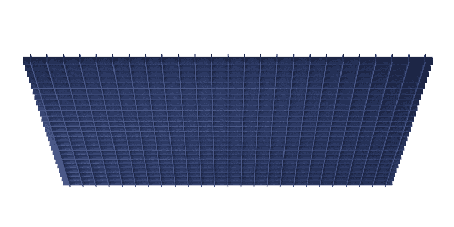 Een afbeelding van een akoestische plafond op Akoestiekspecialist genaamd Impact Acoustic Grid Bespoke.