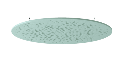 Een afbeelding van een akoestische plafondpaneel op Akoestiekspecialist genaamd Impact Acoustic Round Bubbles.