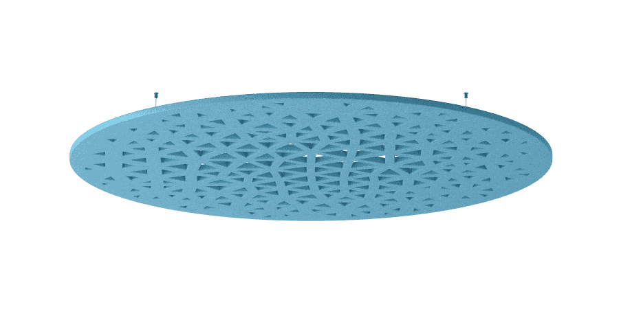 Een afbeelding van een akoestische plafondpanelen op Akoestiekspecialist genaamd Impact Acoustic Round Web.
