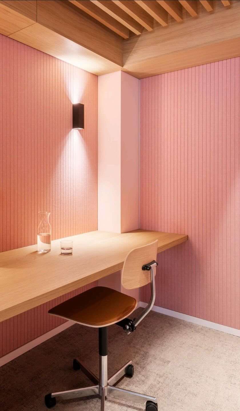 Een sfeerafbeelding van een akoestische wandpaneel op Akoestiekspecialist genaamd Impact Acoustic Vertigo Fine.