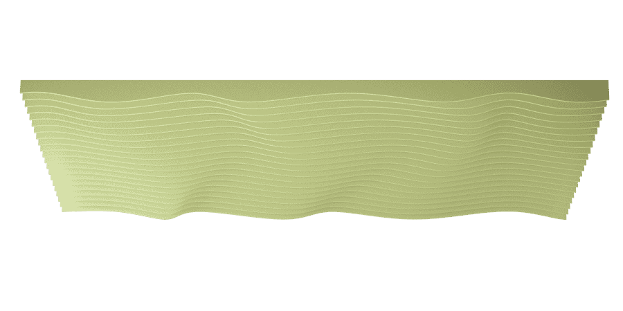 Een afbeelding van een akoestische plafond op Akoestiekspecialist genaamd Impact Acoustic Wave Morph Bespoke.