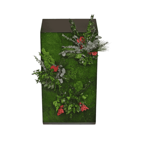 Een afbeelding van een akoestisch mospaneel op Akoestiekspecialist genaamd Greenmood Perspective Lines.