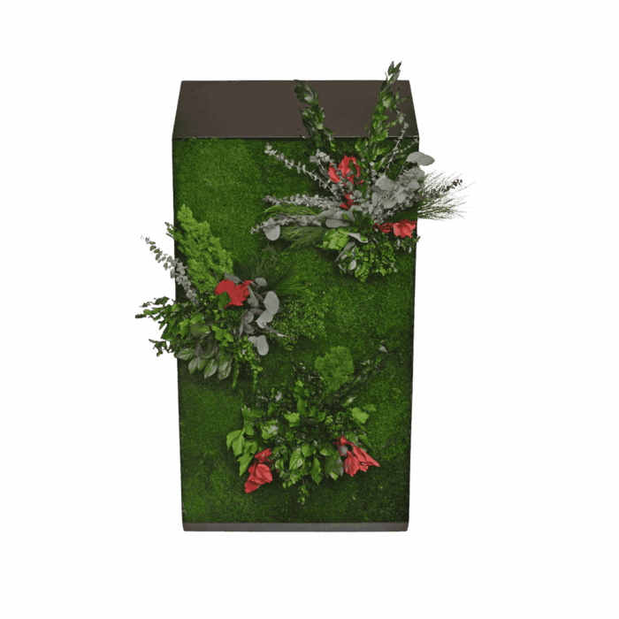 Een afbeelding van een akoestisch mospaneel op Akoestiekspecialist genaamd Greenmood Perspective Lines.